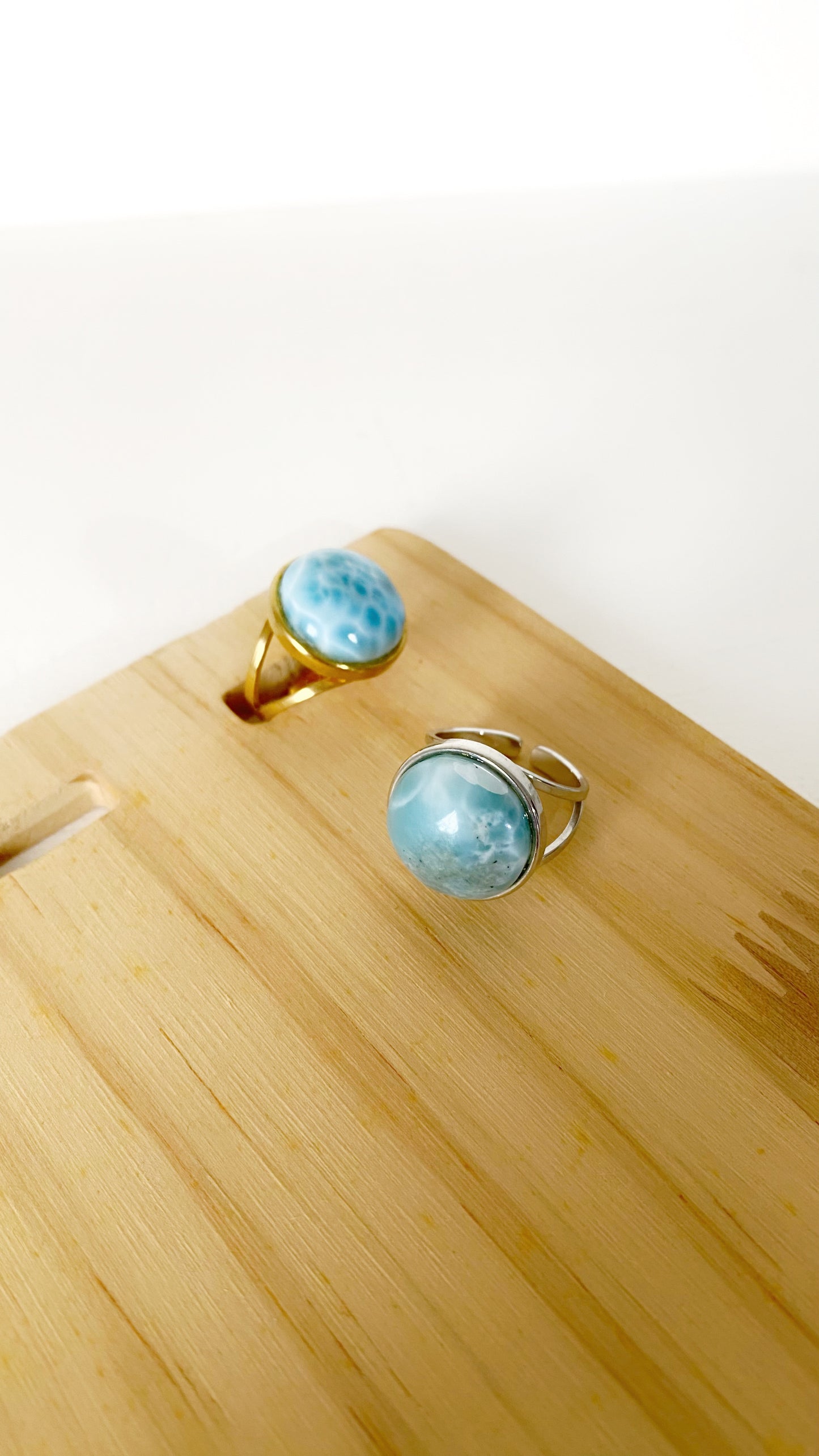 Anillo de larimar redondo