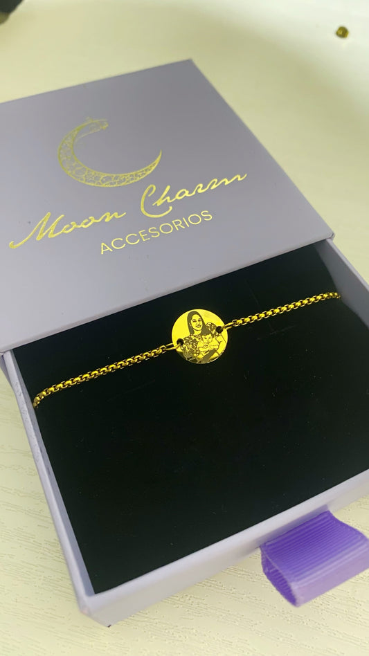 Pulsera con placa redonda personalizada
