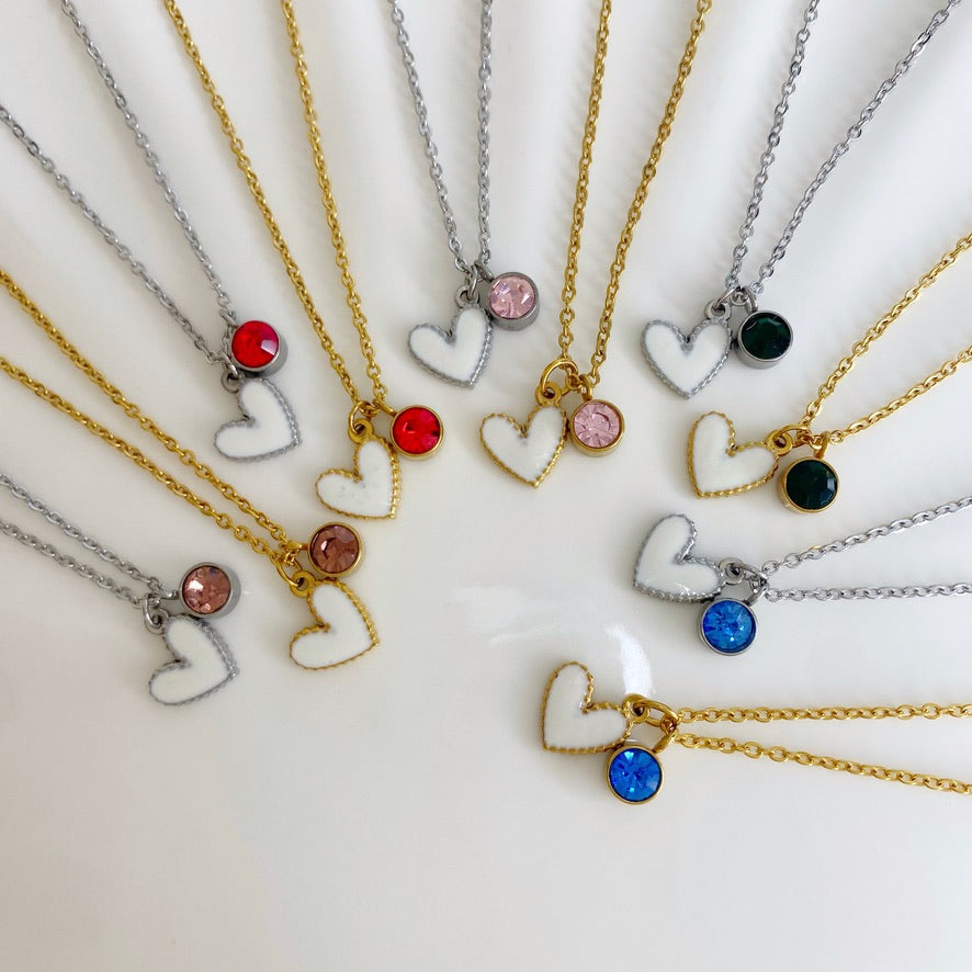 cadena corazon zirconia acero inoxidable a prueba de agua