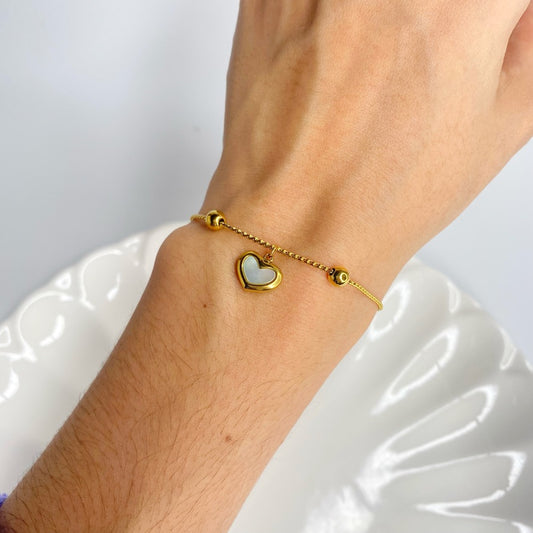 pulsera corazon nacar