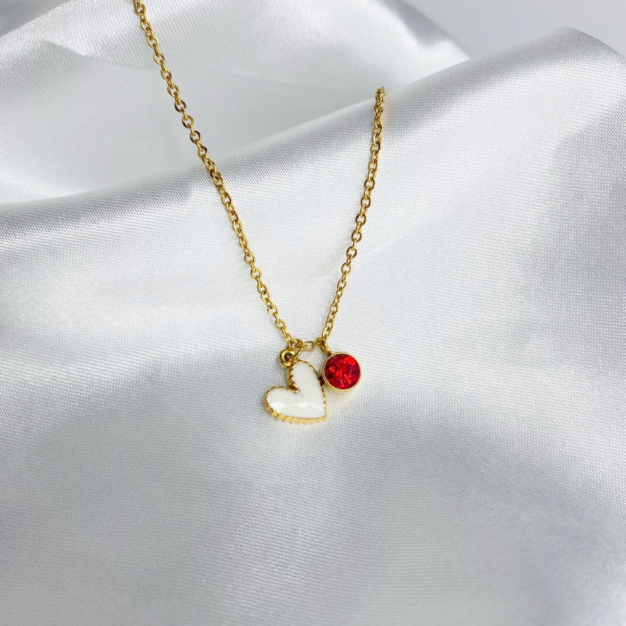 Cadena con corazón y zirconia