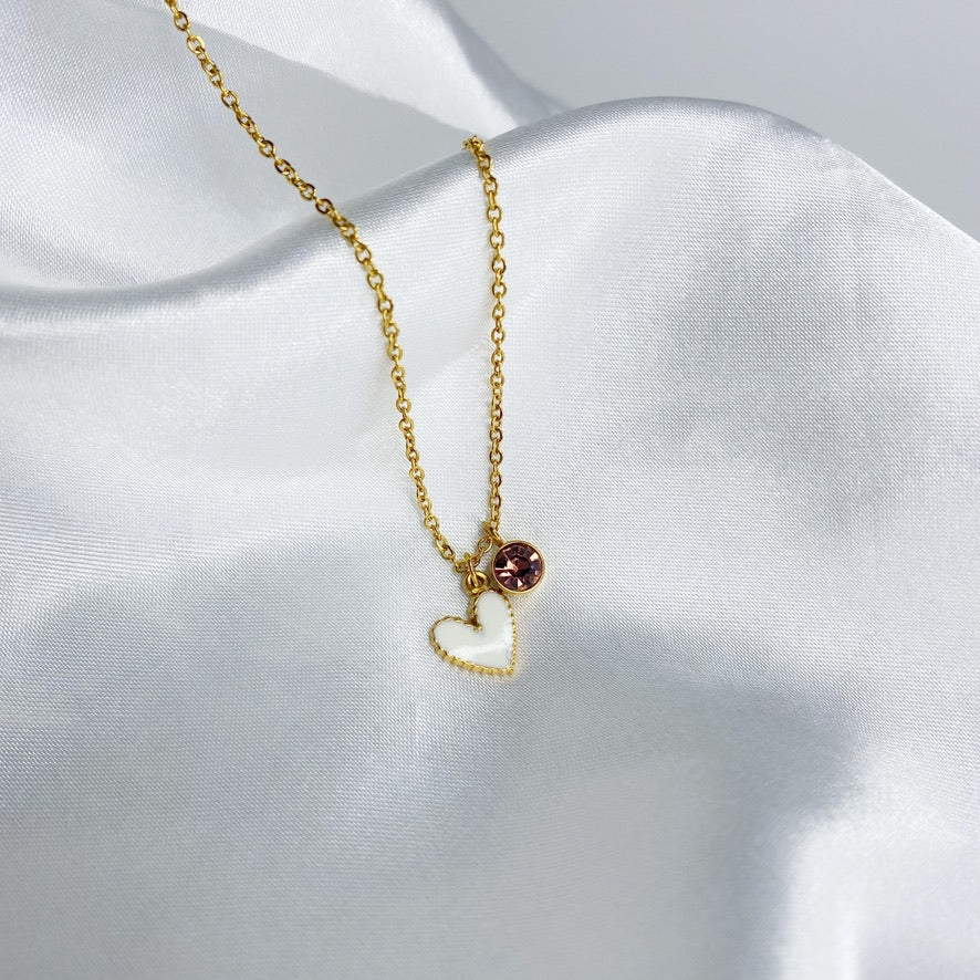 Cadena con corazón y zirconia