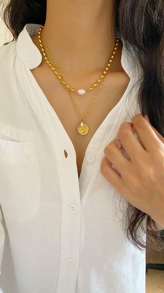 Cadena con ola y perla