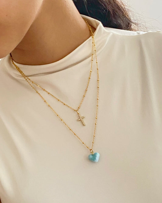 Cadena con corazón de larimar