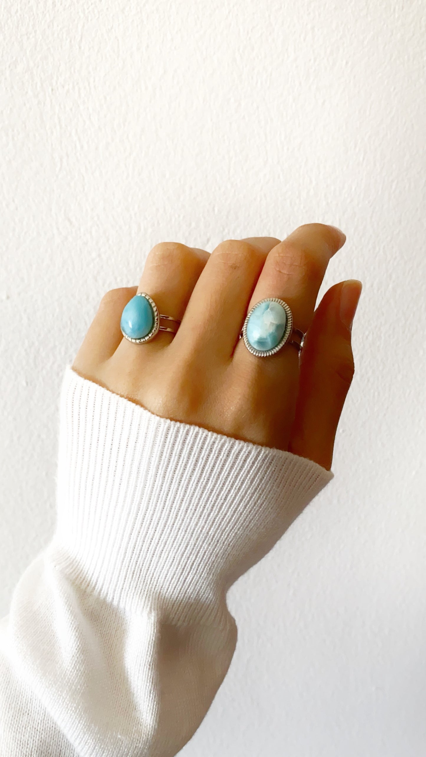 Anillo de larimar ovalado