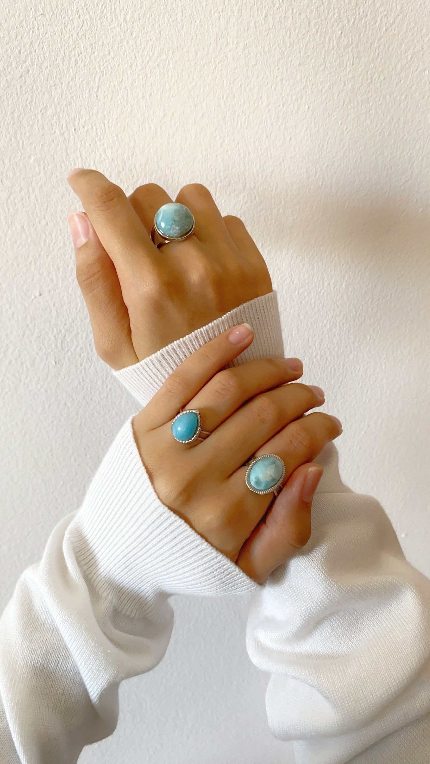 Anillo de larimar ovalado