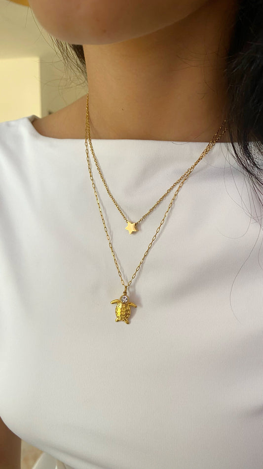 Cadena con tortuga y zirconia