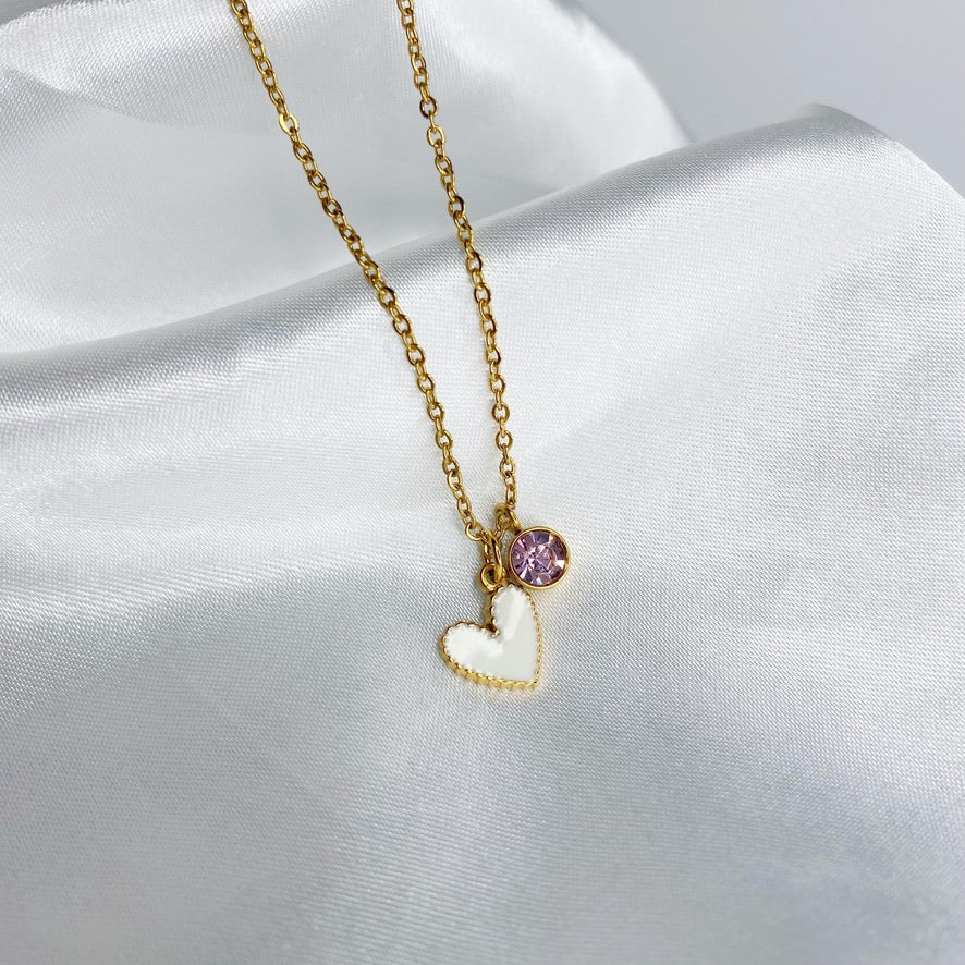 Cadena con corazón y zirconia