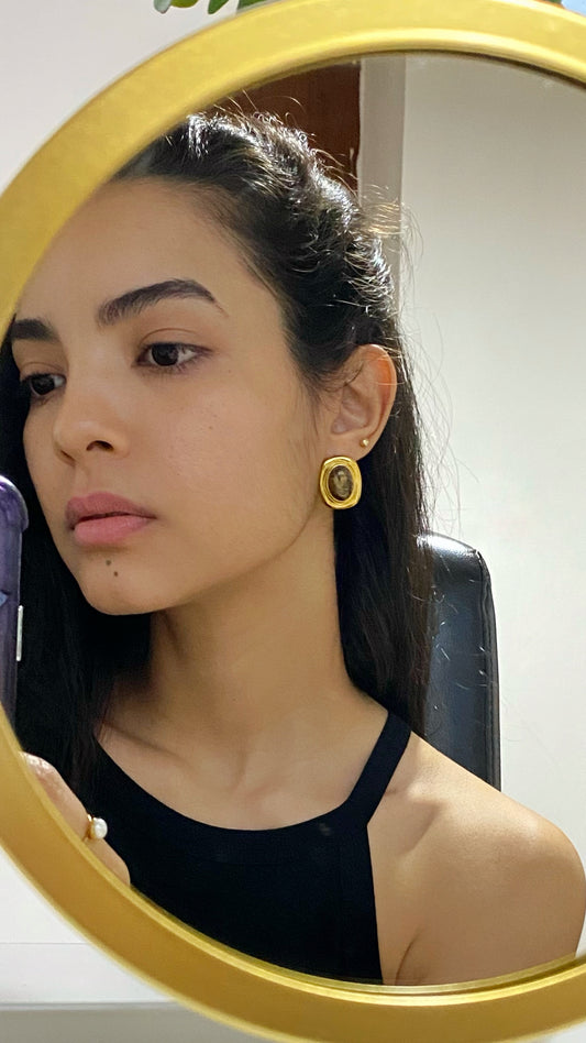 Aretes rectangulares con ojo de tigre