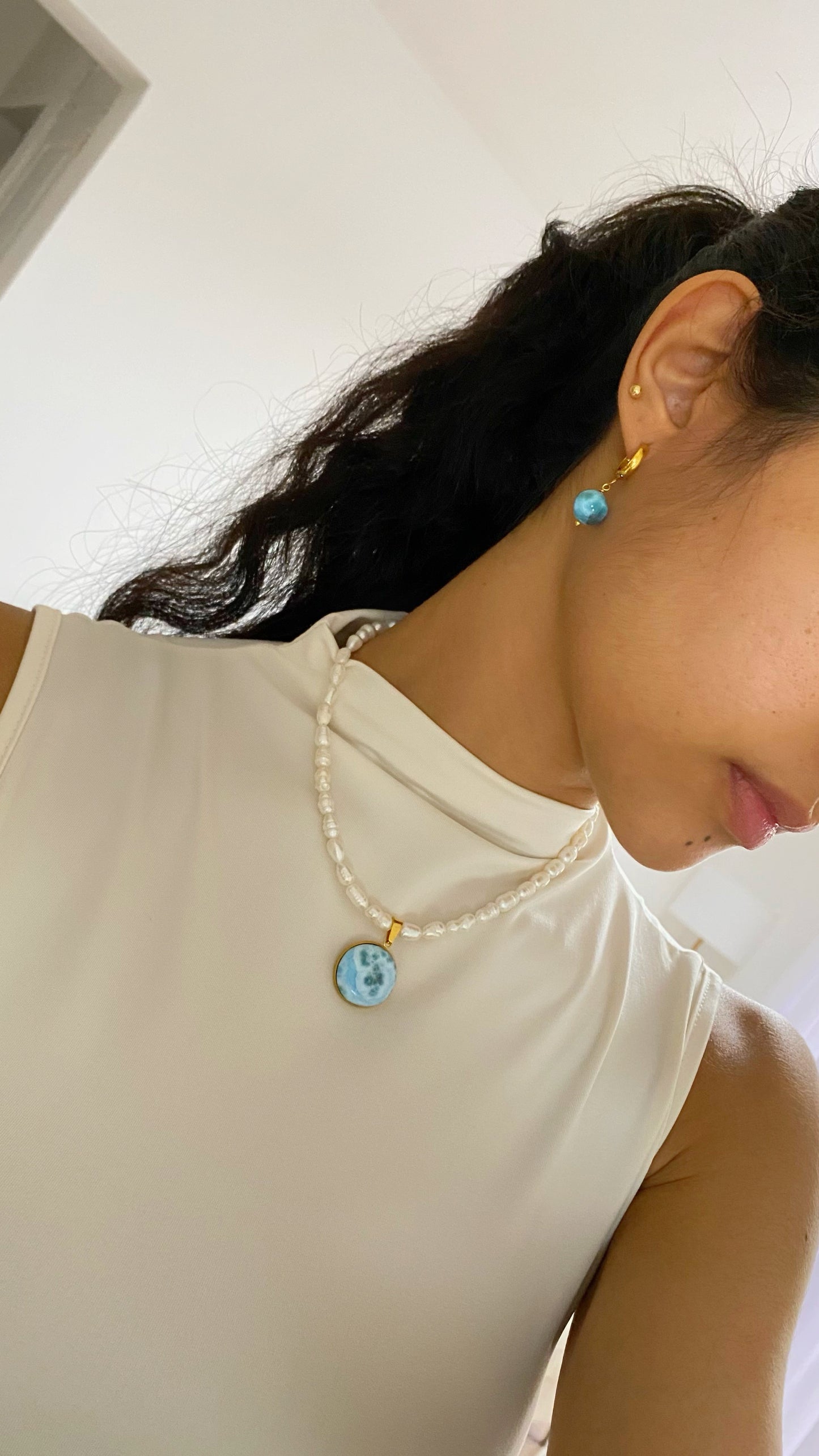 Argollas con larimar