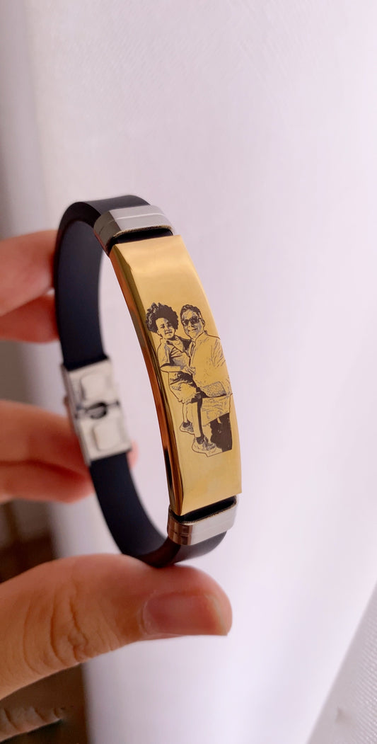 Pulsera con placa rectangular personalizado