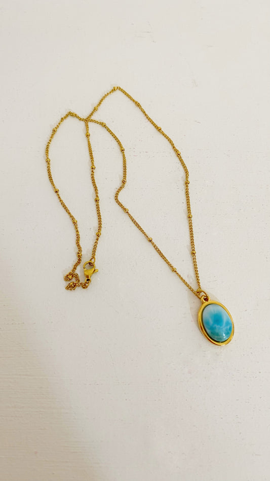 Cadena con larimar ovalado
