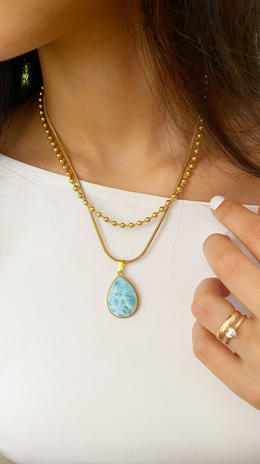 Cadena con gota de larimar