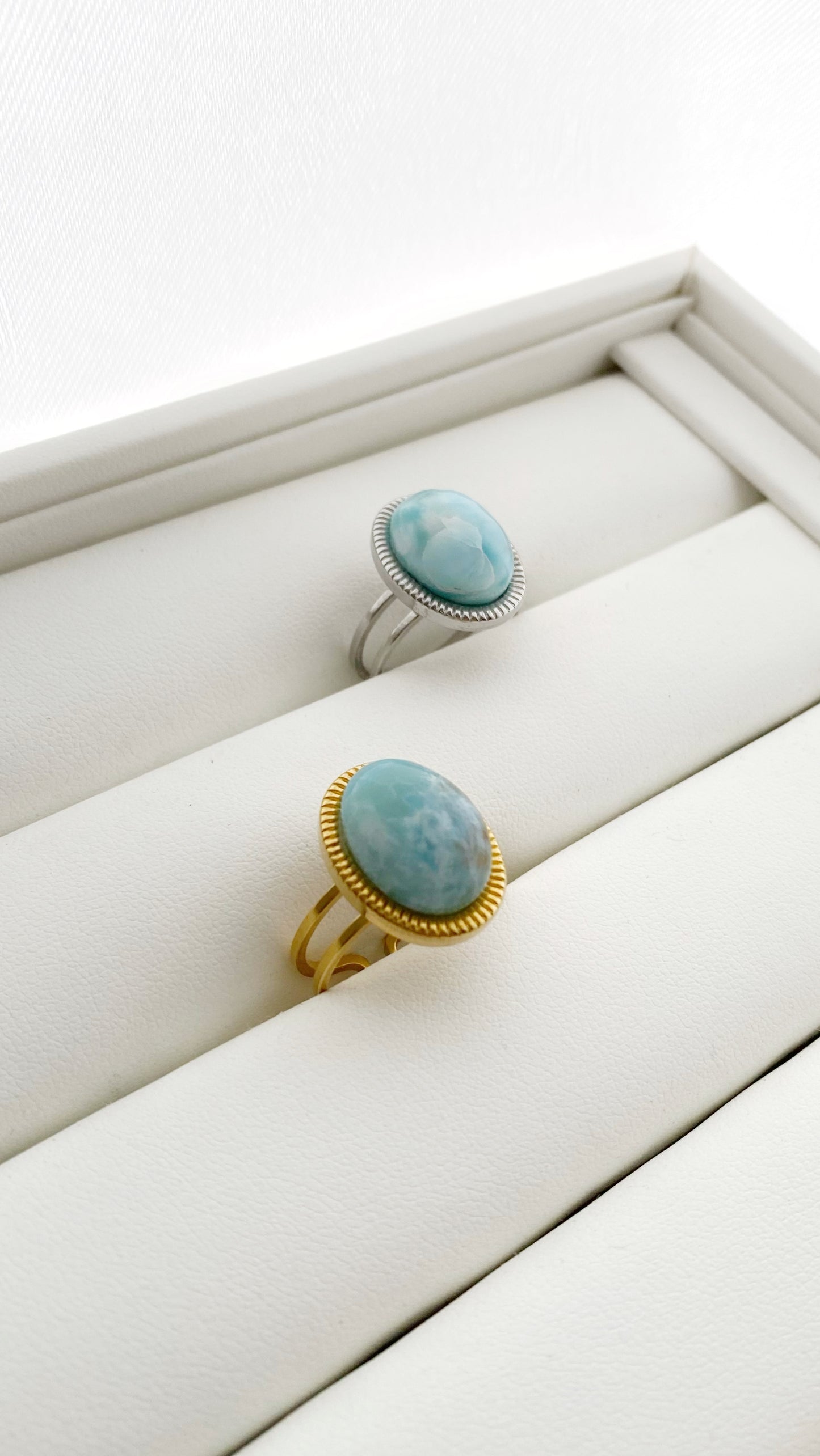 Anillo de larimar ovalado