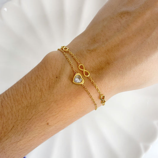 pulsera corazon zirconia infinito