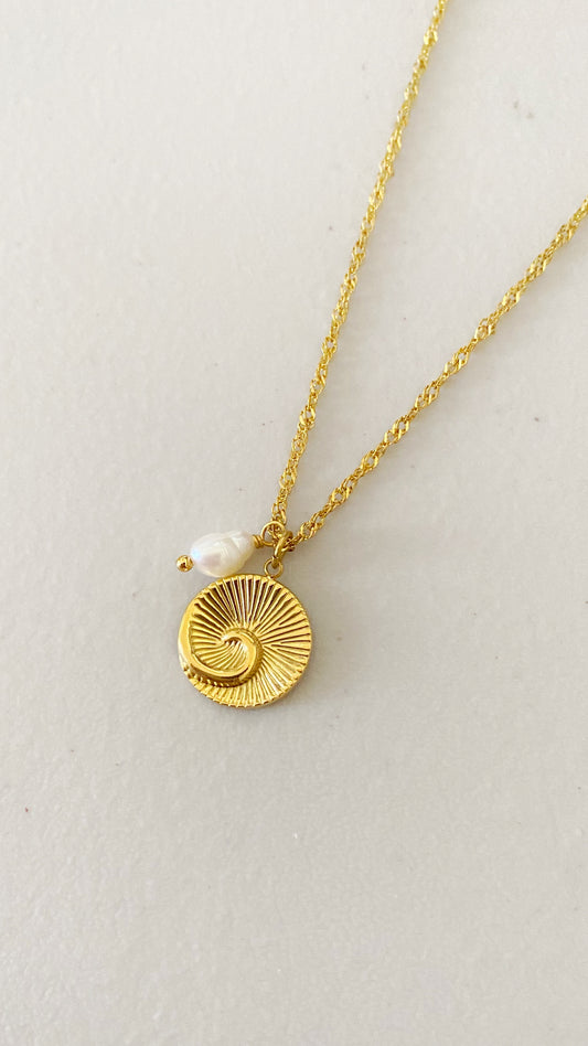 Cadena con ola y perla