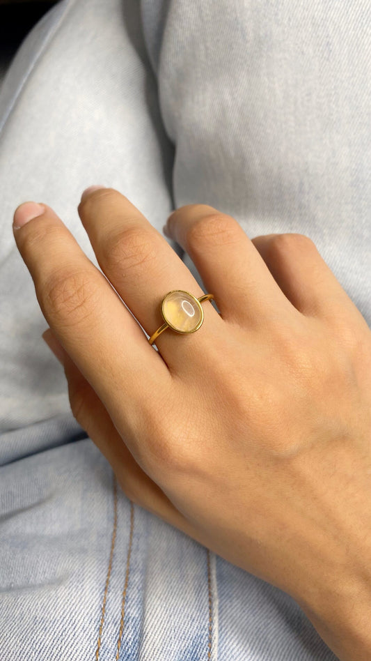 coleccion de anillos de piedras naturales natureza ajustables a prueba de agua sudor acero inoxidable dorado plateado ambar nacar larimar ojo de tigre aventurina cuarzo rosa amatista opalo sintetico perla de rio redondo ovalado