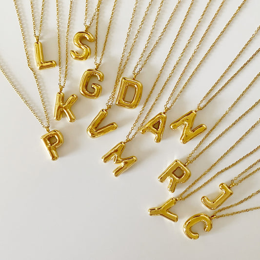 cadena iniciales globo ballon letter fashion trend trending tendencia acero inoxidable a prueba de agua alfabeto abc inicial letra chain necklace