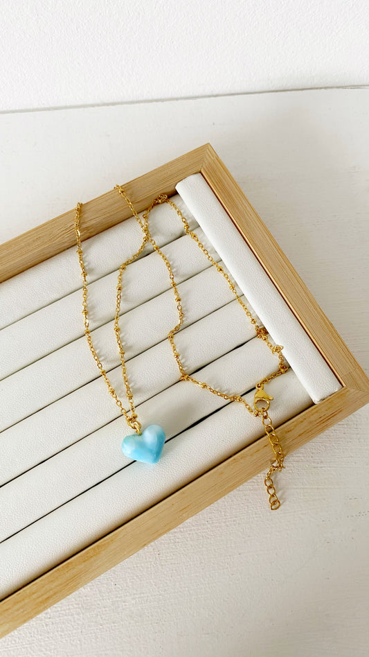 Cadena con corazón de larimar
