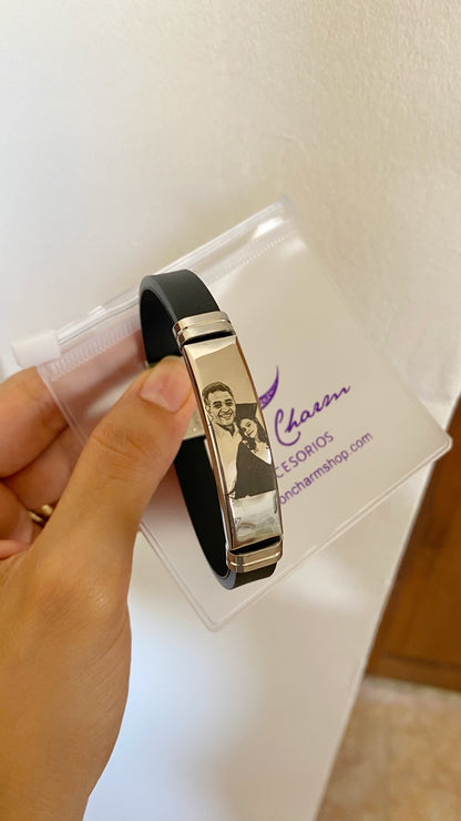 Pulsera con placa rectangular personalizado