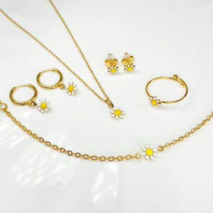 set margarita aretes argolla anillo dormilona cadena pulsera