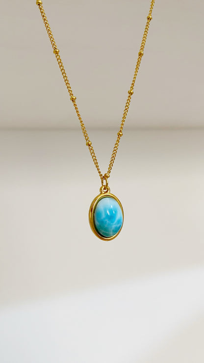 Cadena con larimar ovalado