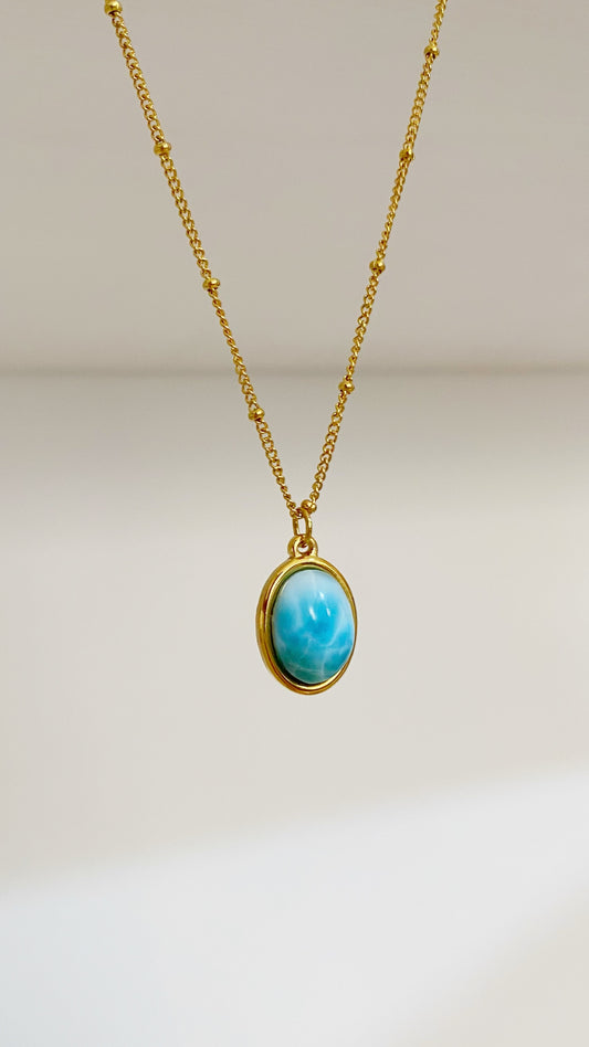 Cadena con larimar ovalado