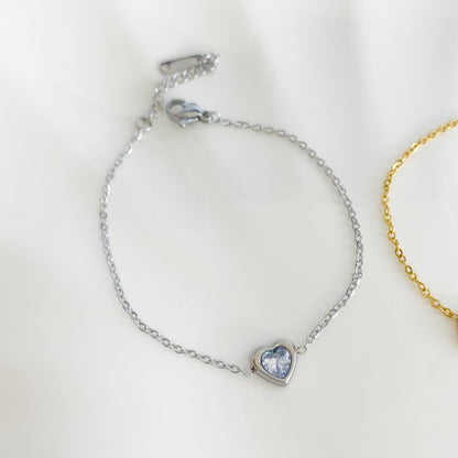 Set de corazón con zirconia