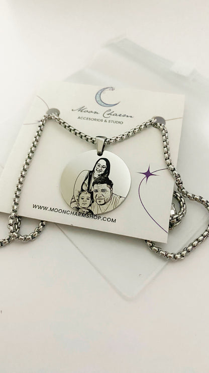 Cadena con placa redonda personalizada