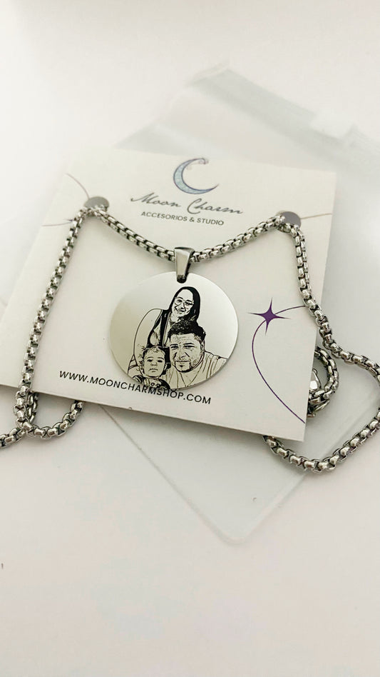 Cadena con placa redonda personalizada