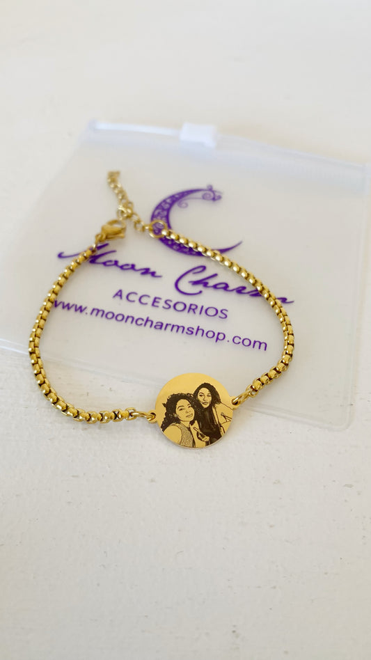 Pulsera con placa redonda personalizada