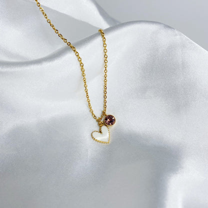 Cadena con corazón y zirconia