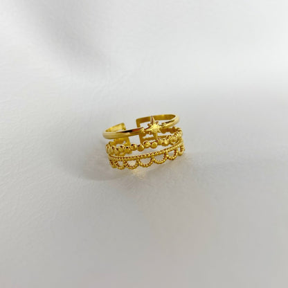 Anillo triple estrella y puntos
