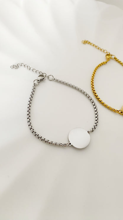 Pulsera con placa redonda personalizada
