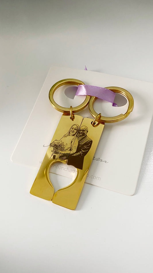 Doble llavero con corazón personalizado