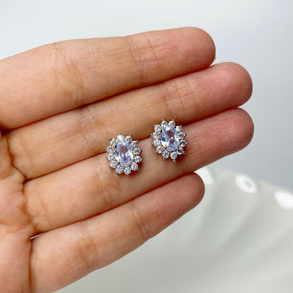 Aretes de flor en  zirconias