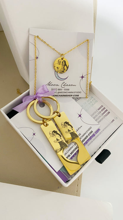 Doble llavero con corazón personalizado