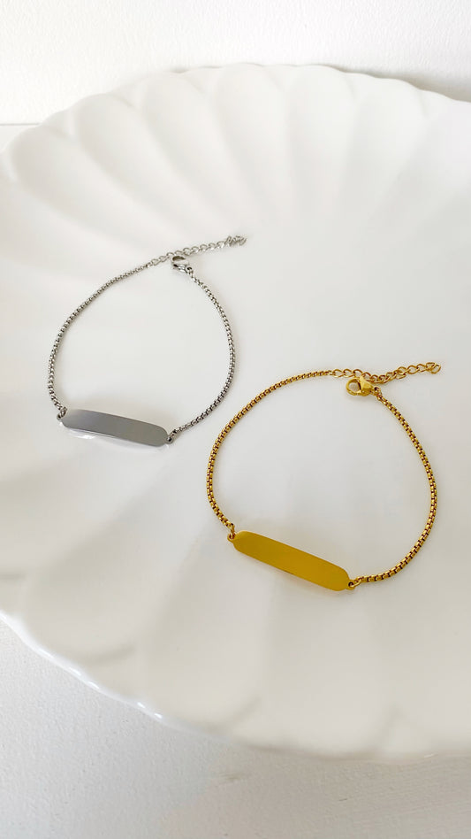 Pulsera de placa rectangular personalizada