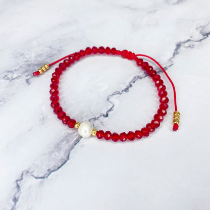 Pulsera de cristales con perla de rio