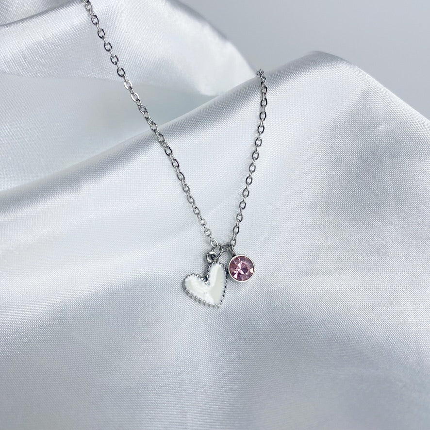 Cadena con corazón y zirconia