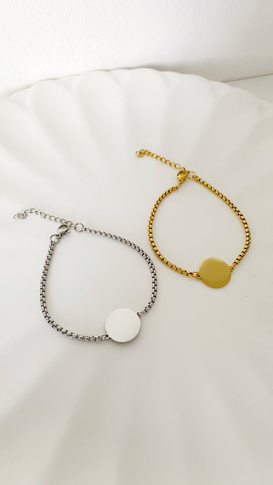 Pulsera con placa redonda personalizada