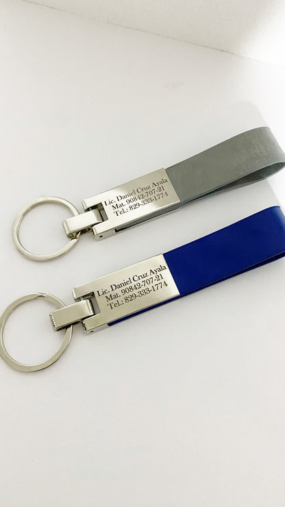 Llavero de piel y acero personalizado