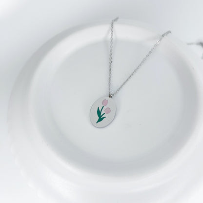 Cadena con tulipán rosado