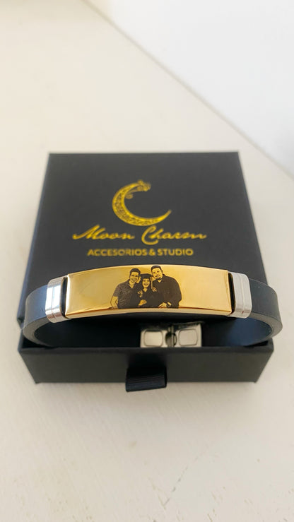 Pulsera con placa rectangular personalizado