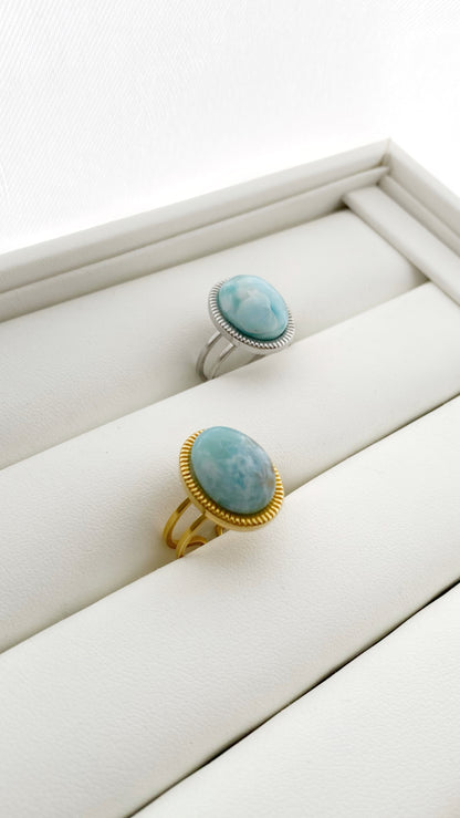 Anillo de larimar ovalado
