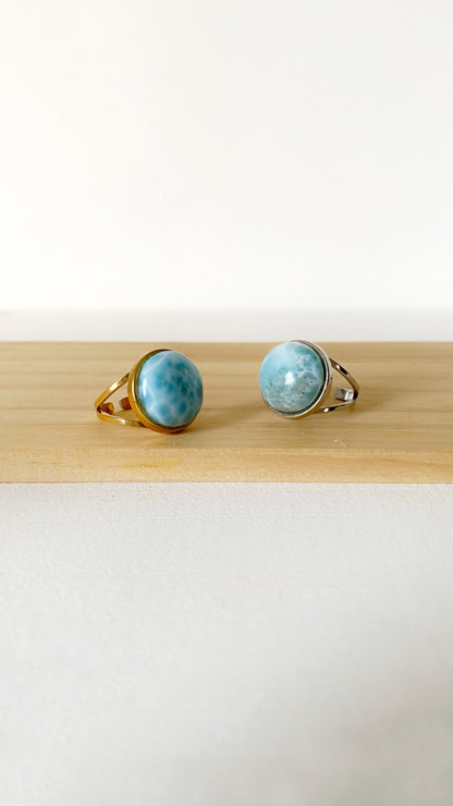 Anillo de larimar redondo