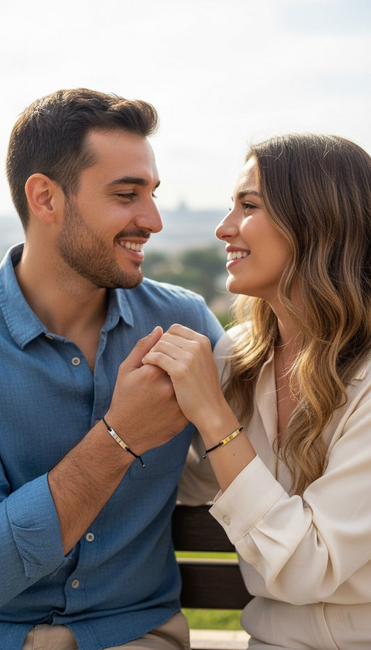 Pulsera de hilo negro con placa rectangular personalizada