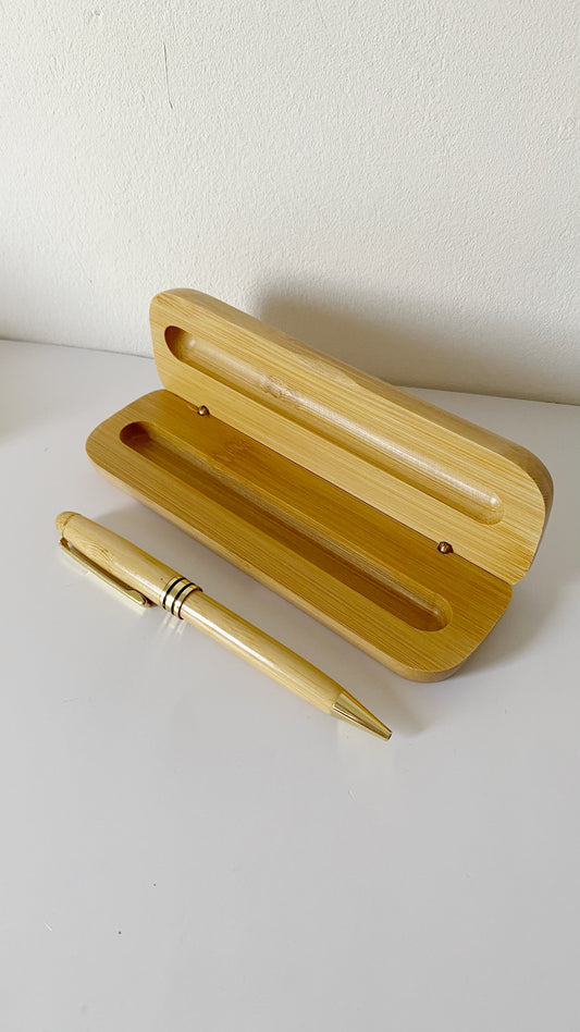 Lapicero de bambu con caja personalizado