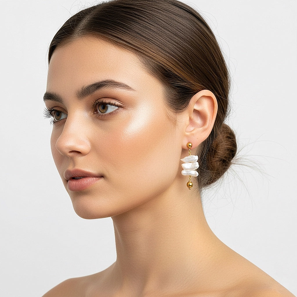 Aretes de perlas biwa