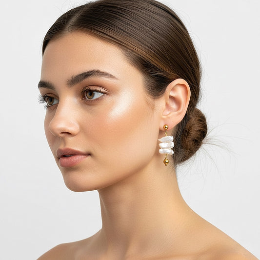 Aretes de perlas biwa